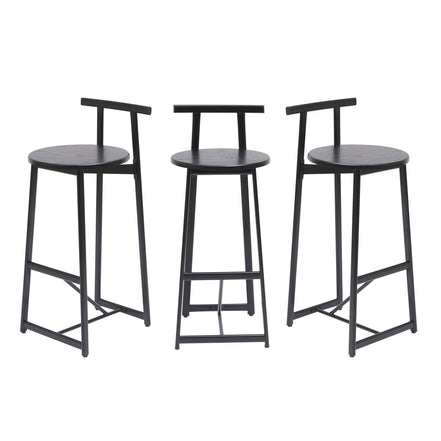 MLNshops Bar Stools with Footrest Set of 3, Modern Black