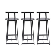 MLNshops Bar Stools with Footrest Set of 3, Modern Black Default