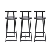 MLNshops Bar Stools with Footrest Set of 3, Modern Black Default