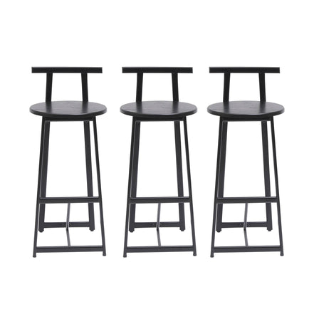 MLNshops Bar Stools with Footrest Set of 3, Modern Black Default