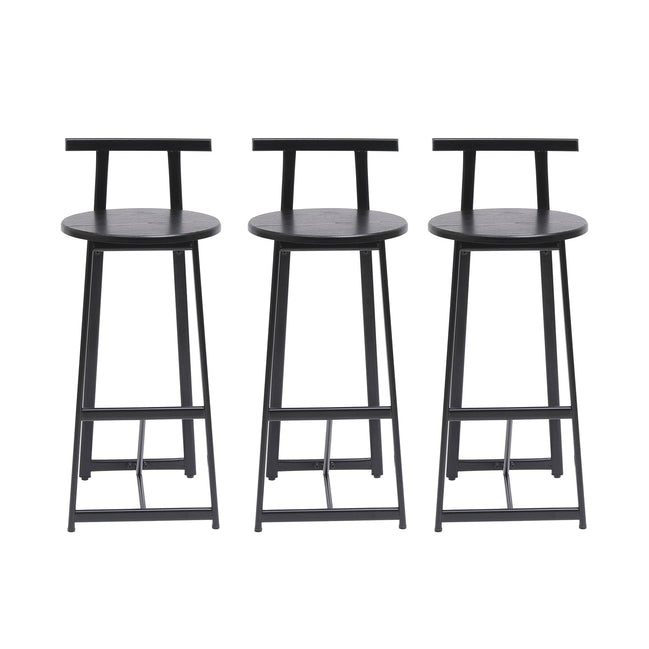 MLNshops Bar Stools with Footrest Set of 3, Modern Black Default