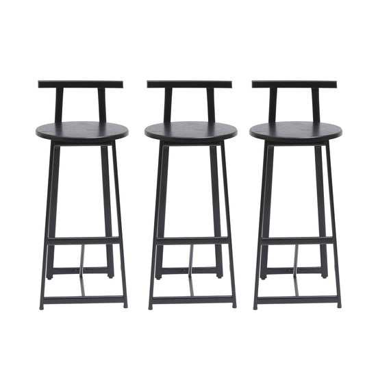 MLNshops Bar Stools with Footrest Set of 3, Modern Black Default