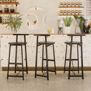 MLNshops Bar Stools with Footrest Set of 3, Modern Black