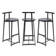 MLNshops Bar Stools with Footrest Set of 3, Modern Black