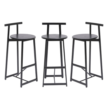 MLNshops Bar Stools with Footrest Set of 3, Modern Black