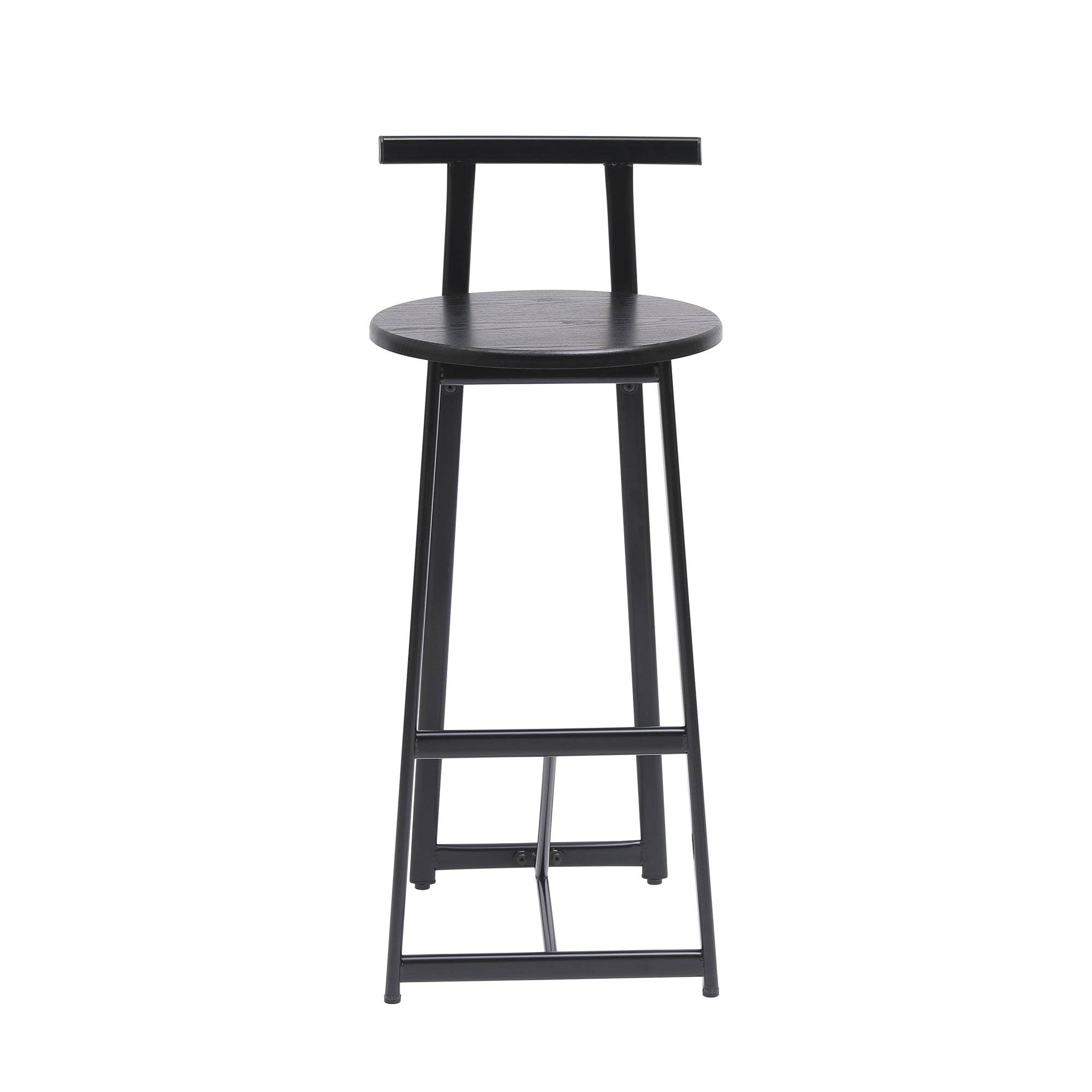 MLNshops Bar Stools with Footrest Set of 3, Modern Black