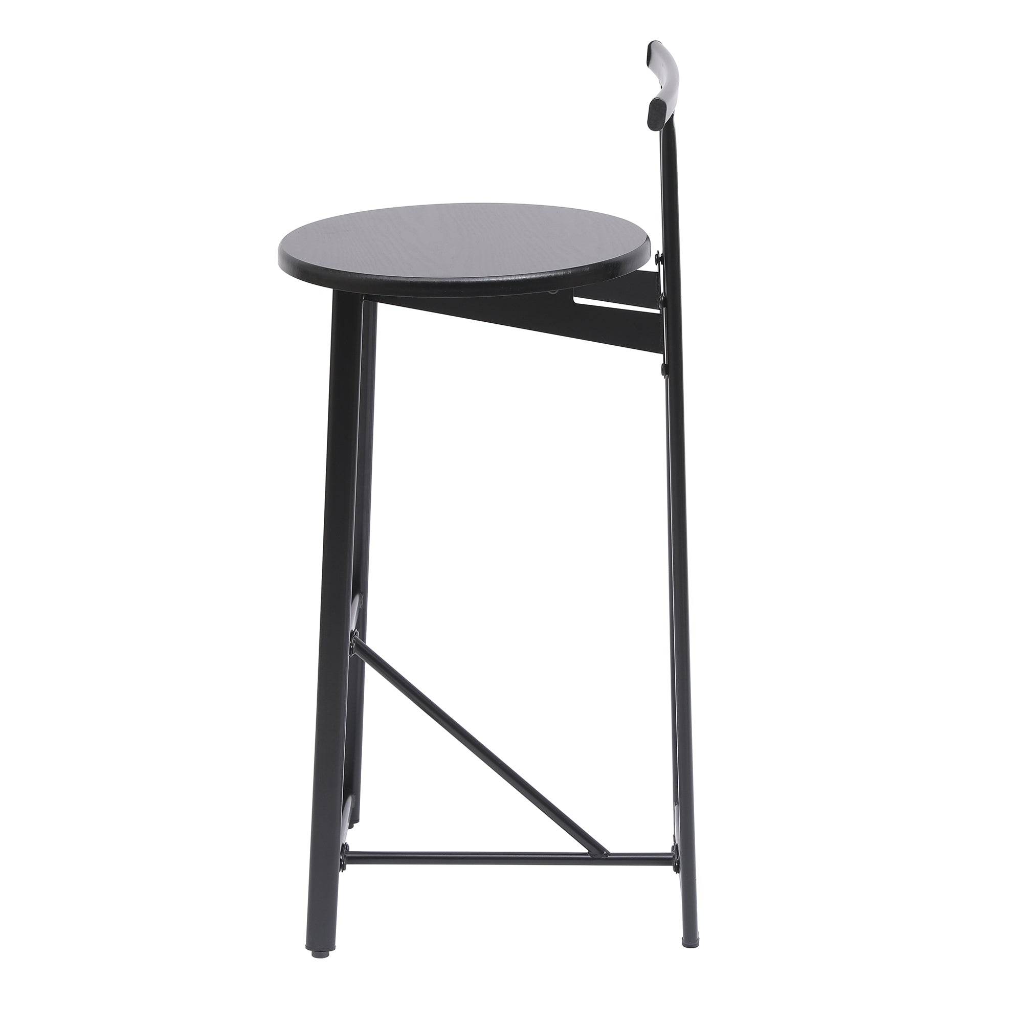 MLNshops Bar Stools with Footrest Set of 3, Modern Black