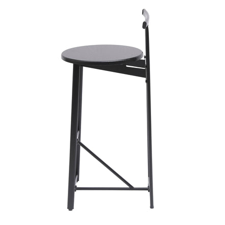 MLNshops Bar Stools with Footrest Set of 3, Modern Black