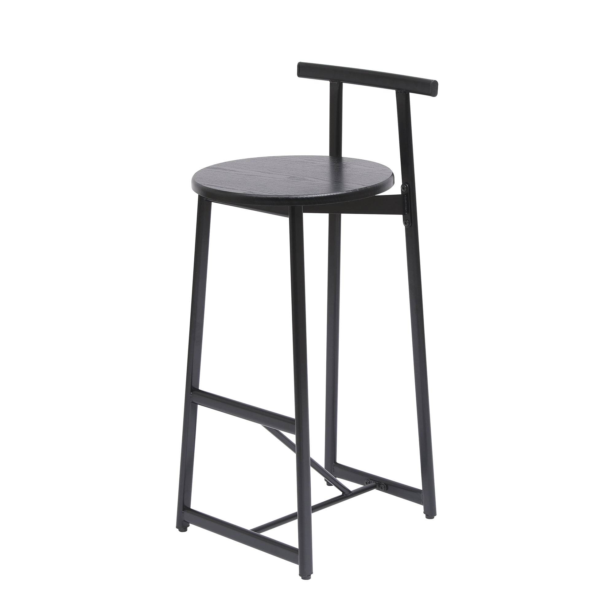 MLNshops Bar Stools with Footrest Set of 3, Modern Black