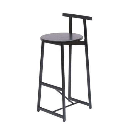 MLNshops Bar Stools with Footrest Set of 3, Modern Black