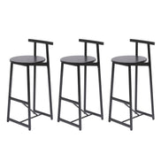 MLNshops Bar Stools with Footrest Set of 3, Modern Black