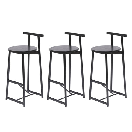 MLNshops Bar Stools with Footrest Set of 3, Modern Black