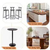 MLNshops Bar Stools with Footrest Set of 3, Modern Black