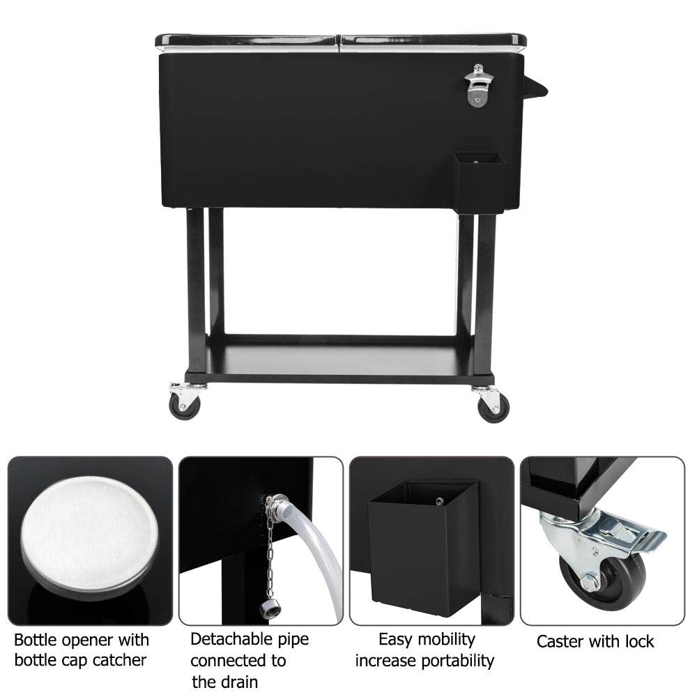 MLNshops Black Box Freezer with Drain for Easy Mobility