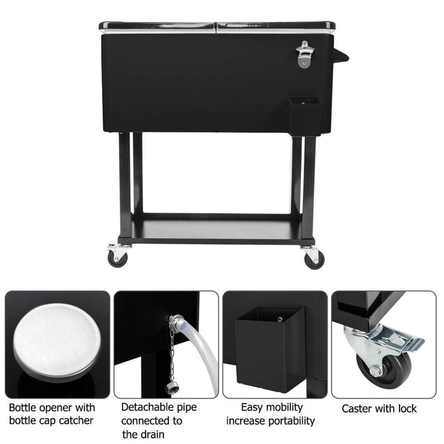 MLNshops Black Box Freezer with Drain for Easy Mobility