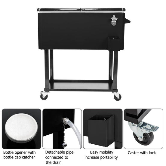 MLNshops Black Box Freezer with Drain for Easy Mobility