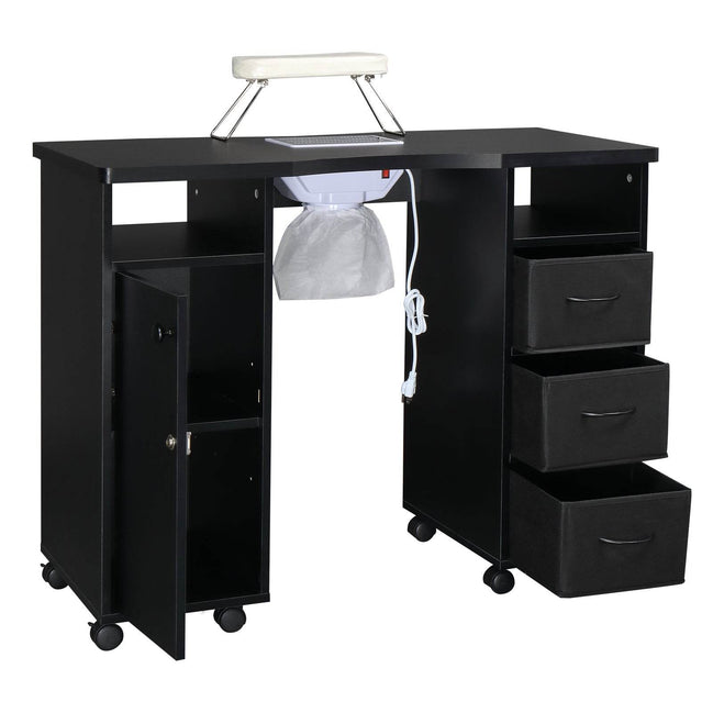 MLNshops Black Manicure Table with Fan for Nail Services Default Title