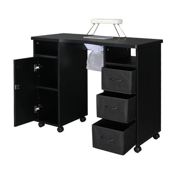 MLNshops Black Manicure Table with Fan for Nail Services