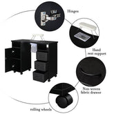 MLNshops Black Manicure Table with Fan for Nail Services