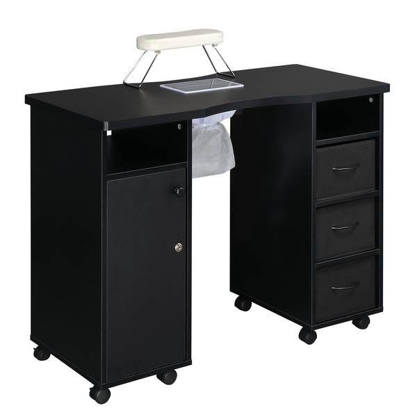 MLNshops Black Manicure Table with Fan for Nail Services