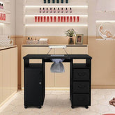 MLNshops Black Manicure Table with Fan for Nail Services