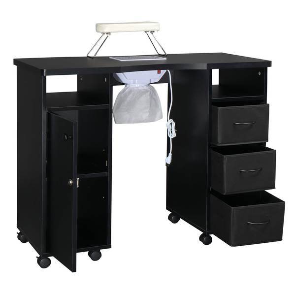 MLNshops Black Manicure Table with Fan for Nail Services