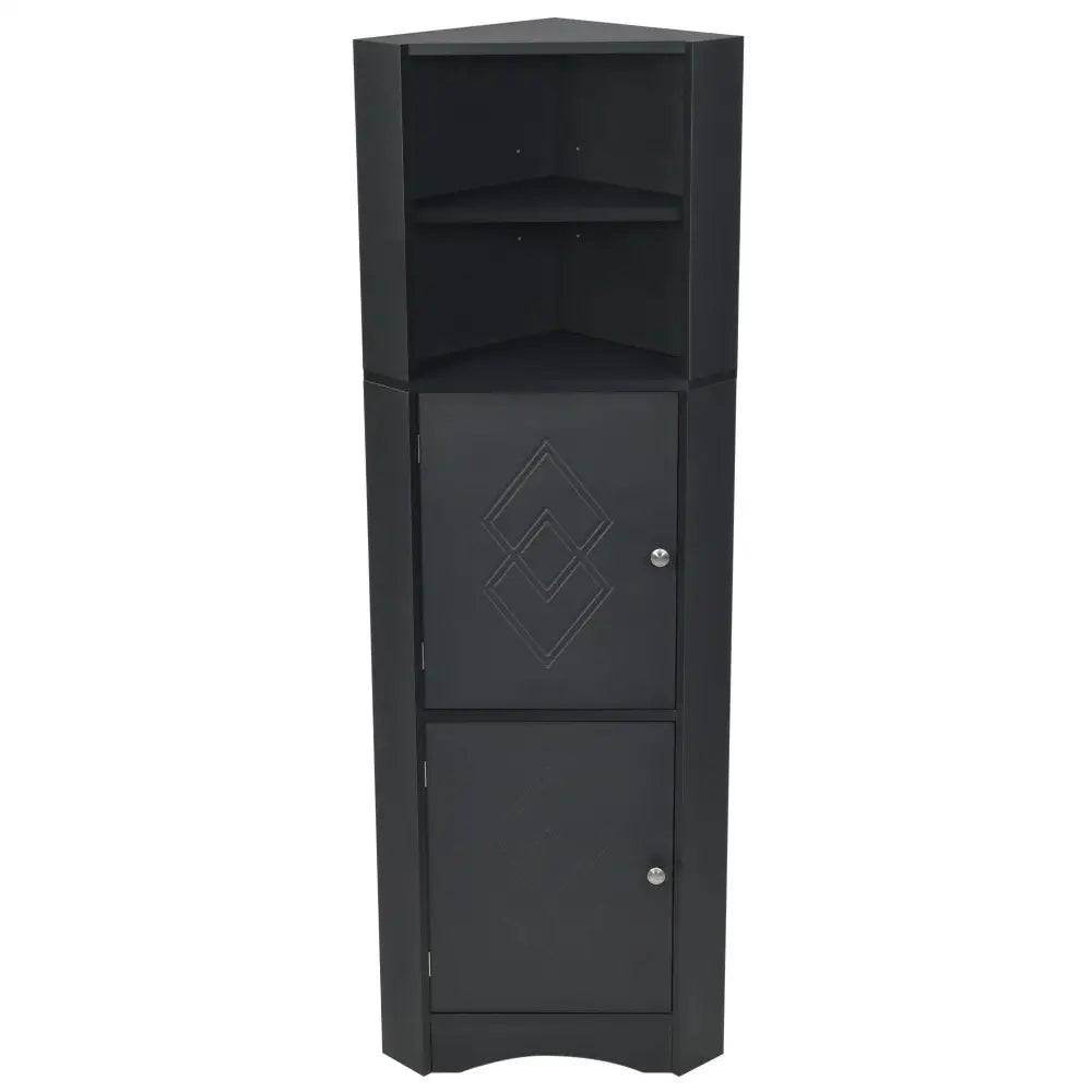 mlnshops Black MDF Bathroom Cabinet - Corner Storage Solution