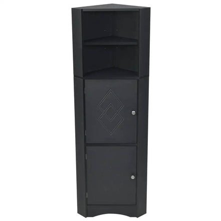 mlnshops Black MDF Bathroom Cabinet - Corner Storage Solution