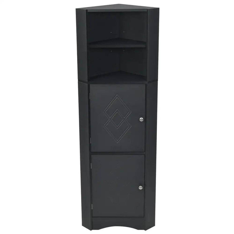 mlnshops Black MDF Bathroom Cabinet - Corner Storage Solution