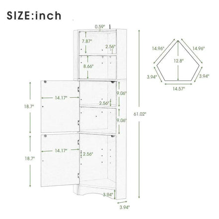 mlnshops Black MDF Bathroom Cabinet - Corner Storage Solution