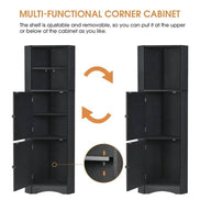 mlnshops Black MDF Bathroom Cabinet - Corner Storage Solution