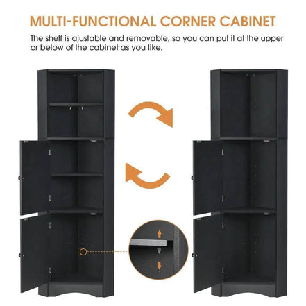 mlnshops Black MDF Bathroom Cabinet - Corner Storage Solution