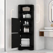 mlnshops Black MDF Bathroom Cabinet - Corner Storage Solution