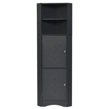 mlnshops Black MDF Bathroom Cabinet - Corner Storage Solution