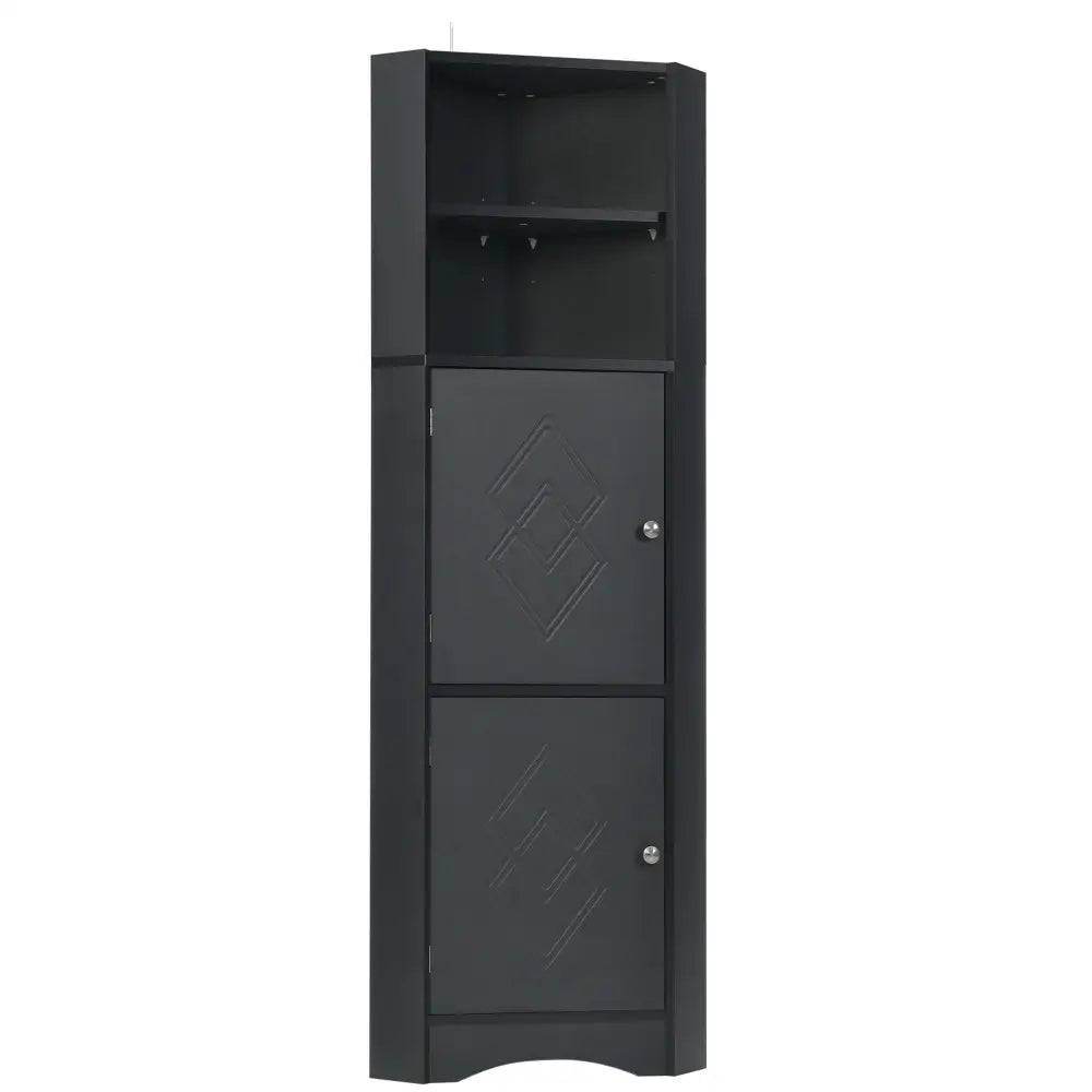 mlnshops Black MDF Bathroom Cabinet - Corner Storage Solution