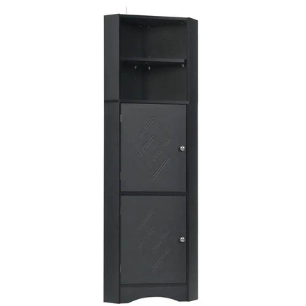 mlnshops Black MDF Bathroom Cabinet - Corner Storage Solution