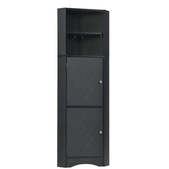 mlnshops Black MDF Bathroom Cabinet - Corner Storage Solution Default Title