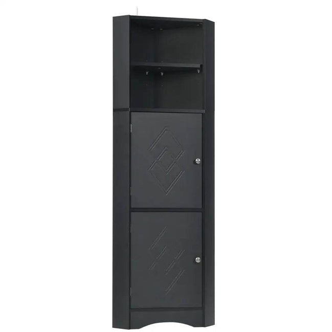 mlnshops Black MDF Bathroom Cabinet - Corner Storage Solution Default Title