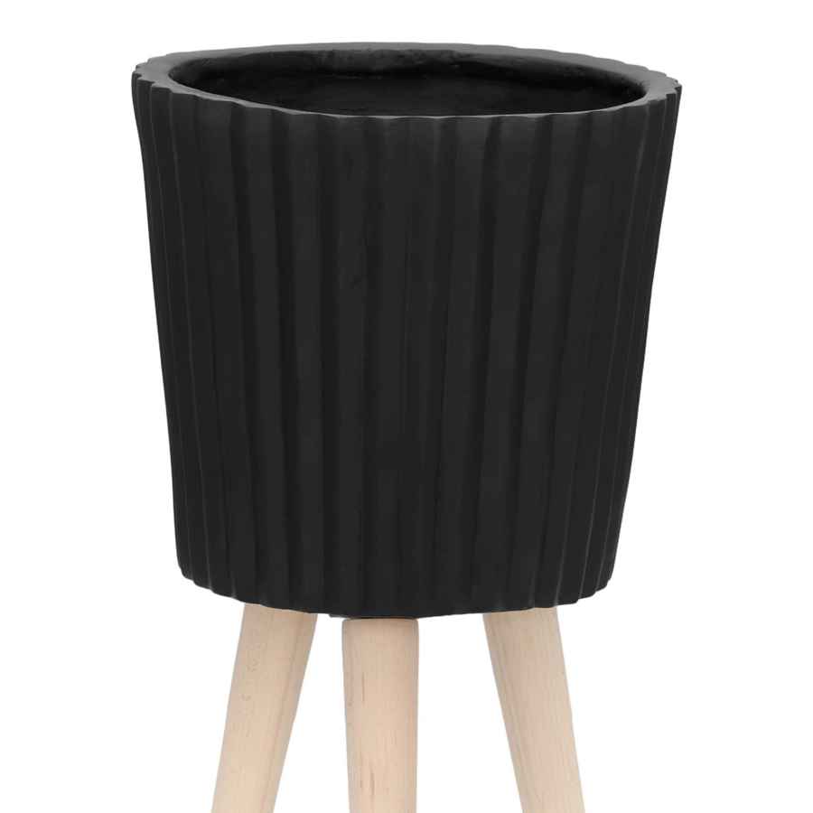 MLNshops Black Planter with Wood Legs - Modern Plant Stand