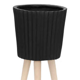 MLNshops Black Planter with Wood Legs - Modern Plant Stand
