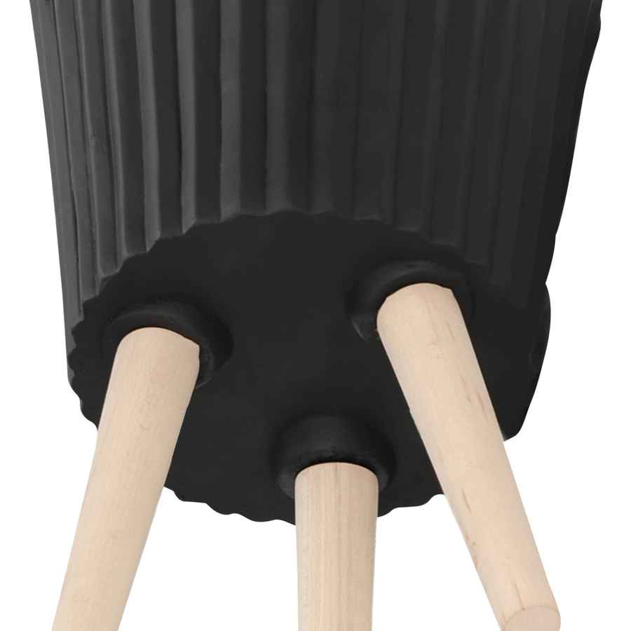 MLNshops Black Planter with Wood Legs - Modern Plant Stand