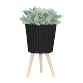 MLNshops Black Planter with Wood Legs - Modern Plant Stand
