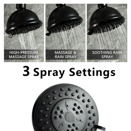 mlnshops Rainfall Shower Head 3 Modes - Black