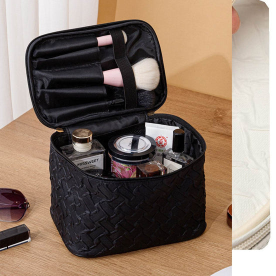 mlnshops Black Travel Makeup Bag with Organizer Pockets