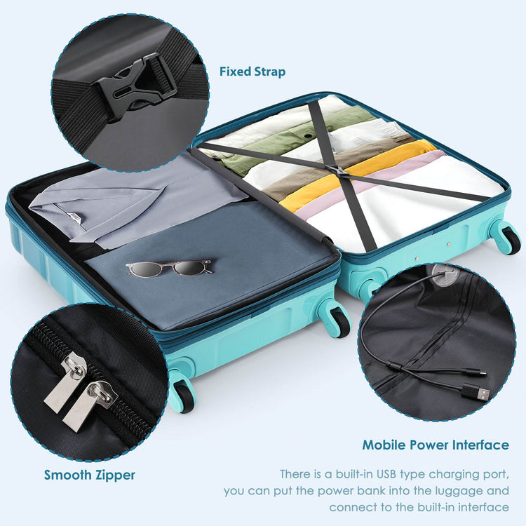 MLNshops Luggage Set with USB Port - Durable 3-Piece Travel Gear