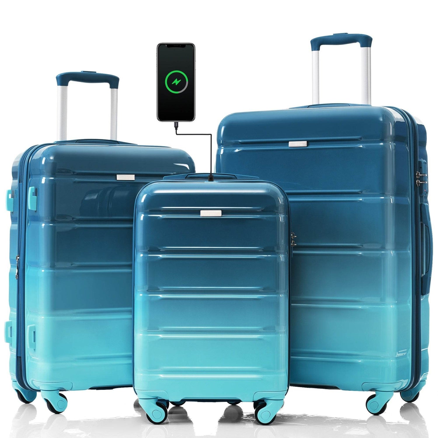 MLNshops Luggage Set with USB Port - Durable 3-Piece Travel Gear Default
