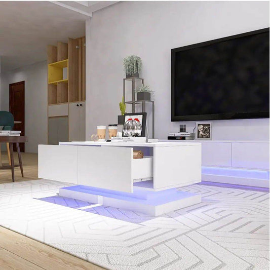 MLNshops Bluetooth Controlled Coffee Table with LED Lights Default Title