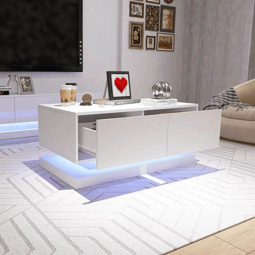 MLNshops Bluetooth Controlled Coffee Table with LED Lights