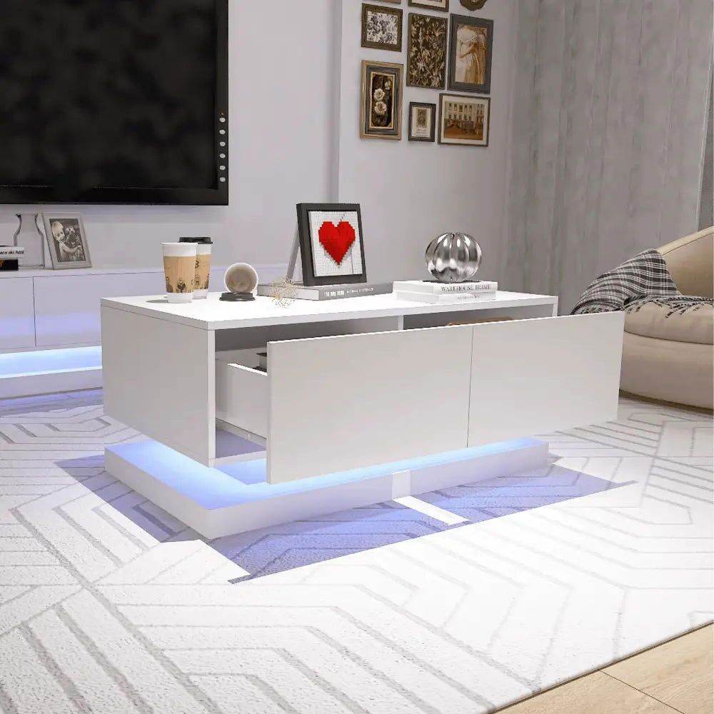 MLNshops Bluetooth Controlled Coffee Table with LED Lights