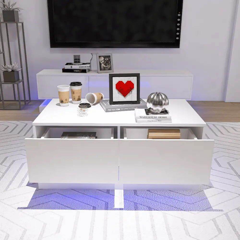 MLNshops Bluetooth Controlled Coffee Table with LED Lights